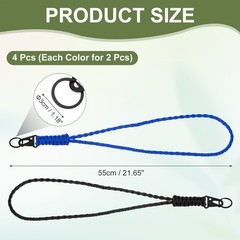 Paracord Lanyard, 4Pcs & Black/Navy Blue Fit for (Keys Whistle)