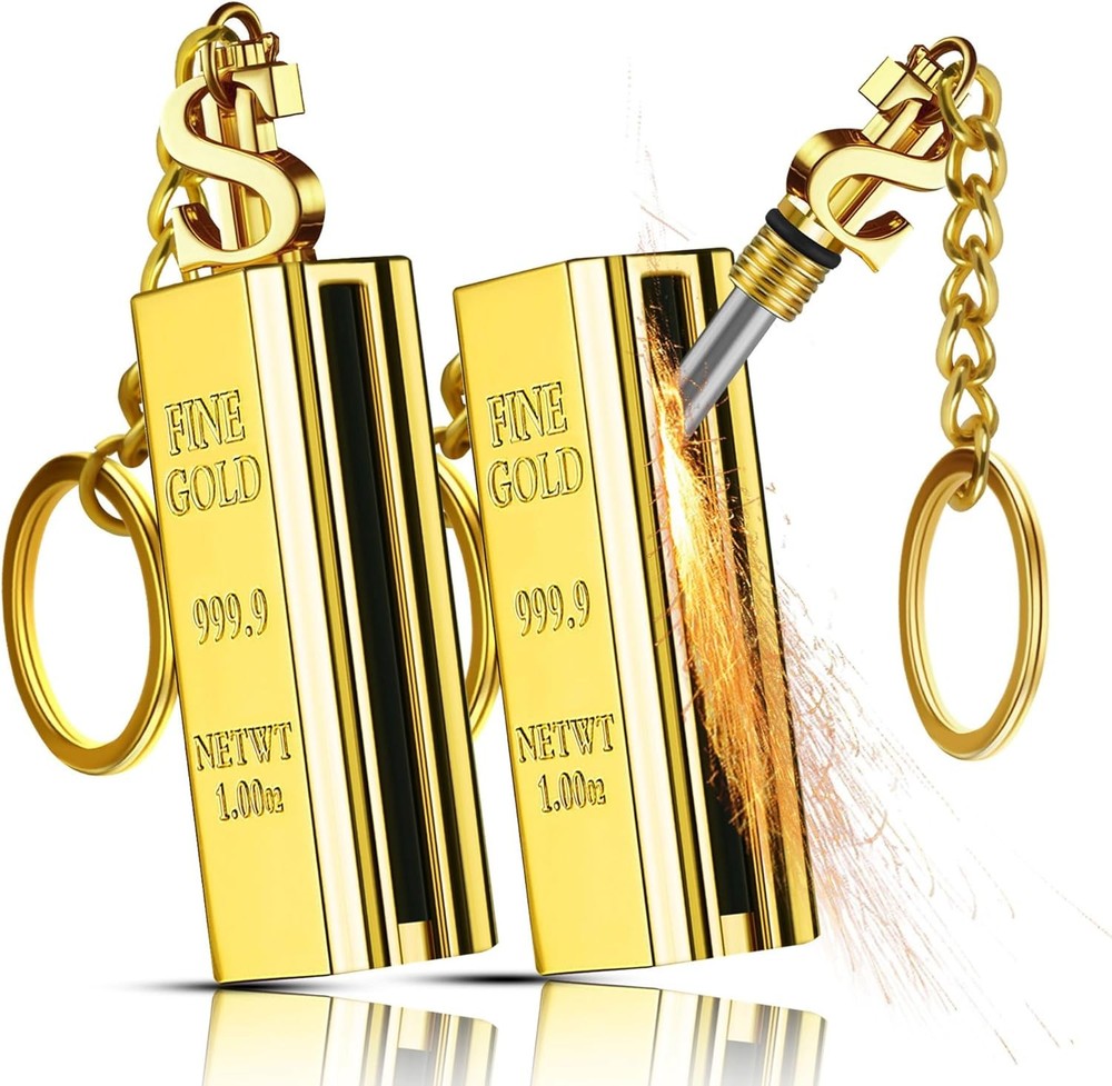2PC Permanent Match Lighter Gold Bar Matches Lighters for Outdoor Adventure