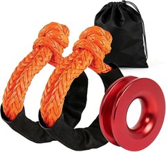 Winch Snatch 66000 LB Recovery Ring with 2 PCS Soft Shackle 1/2″ X 22 Inch
