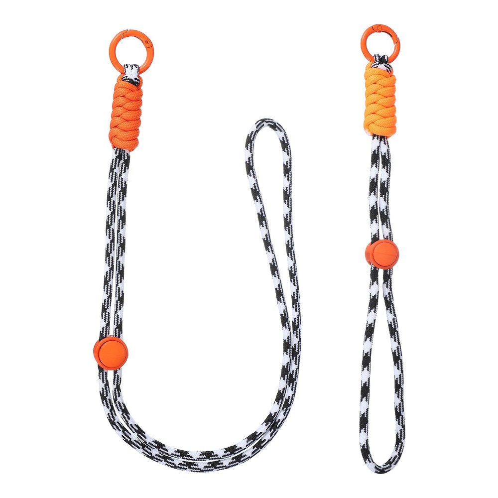 1Set Heavy Duty Paracord Keychain Lanyard for Keys , Black White/Orange