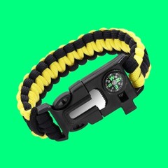 5in1 Tactical Survival Bracelet with Paracord Rope Fire Starter Compass Whistle