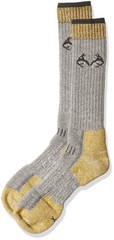 Realtree Men’s Merino Uplander Boot Socks, Grey, Medium Medium, Grey