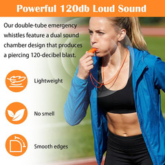 60 Pack Emergency Whistles with Lanyard | 120Db Loud Survival Whistles