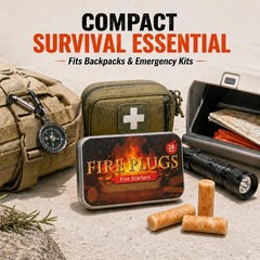 28 Pack Fire Plugs Fire Starters, Waterproof Portable Fire Starters with 5+ M…