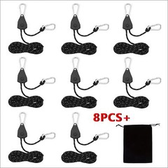 8pcs Tent Wind Rope Set with Metal Pulleys and Adjustable Hooks