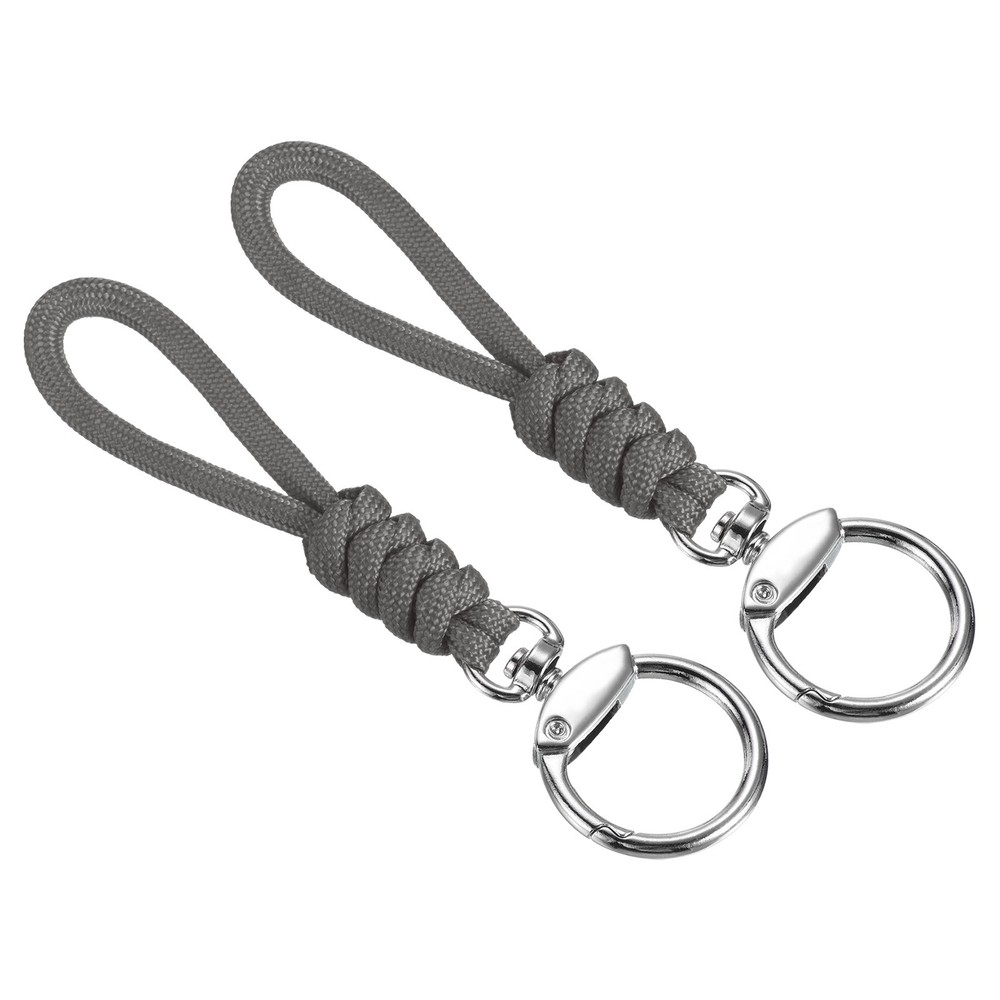 2pcs 5″ Paracord Lanyard with Clasp Wrist Cord Badge Holder Strap, Grey