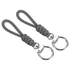 2pcs 5″ Paracord Lanyard with Clasp Wrist Cord Badge Holder Strap, Grey