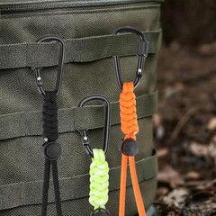 2pcs Paracord Keychain Lanyard with Aluminum Alloy Clip, Small Black + Red