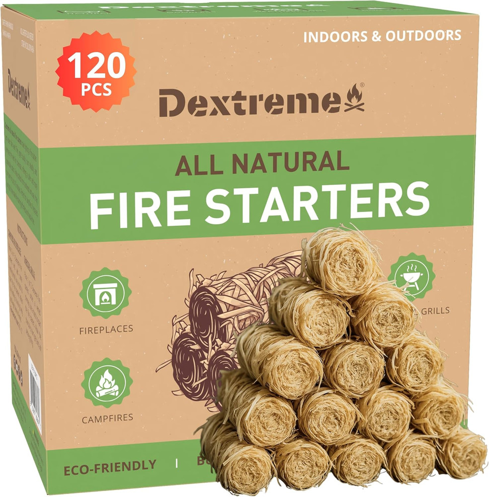 Fire Starter 120 PCS Natural for Campfire Charcoal Fireplace Wood Stove Chimney