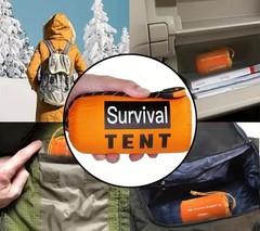 Emergency 2-Person Orange & Gray Survival Tent W/ Whistle & Paracord Storm &