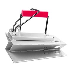 Foldable Charcoal Chimney Fire Starter Camping Grill, silver and red
