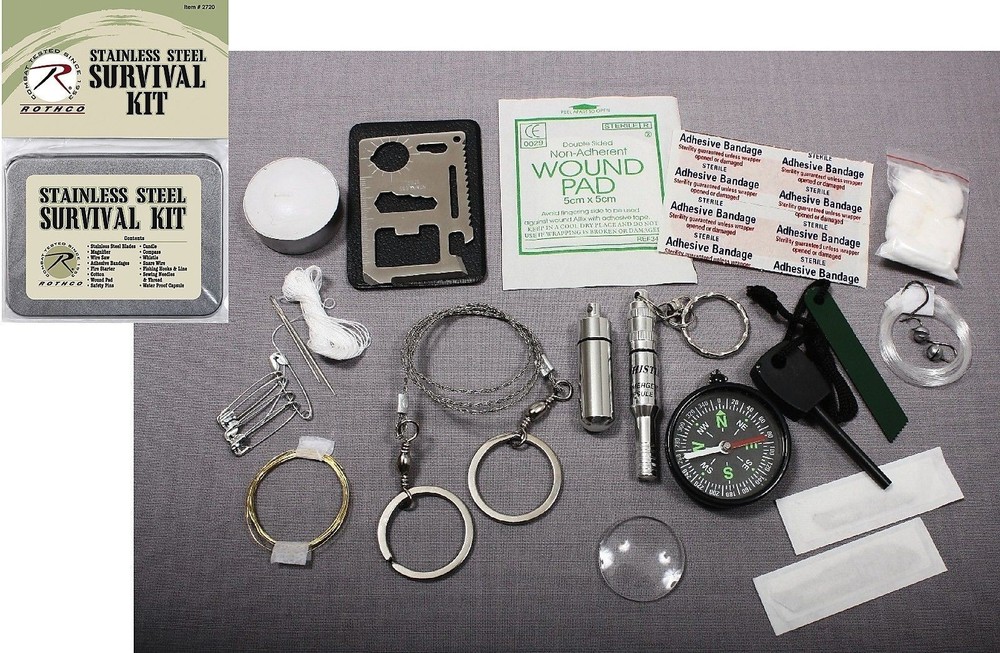 Survival Kit – Hiking, Camping, Hunting Outdoor Emergency Tin w/ Many Items