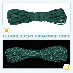 Reflective Fluorescent Paracord Rope 4mm 98 ft for Camping (Dark Green)