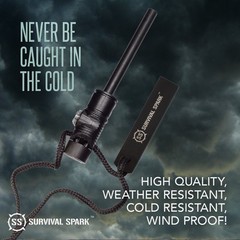 Spark Fire Starter Kit – Magnesium Ferro Rod Fire Starter Kit with Compass an…