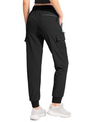Buauty Womens Hiking Pants Pocketed Cargo Joggers Lightweight Medium, Black