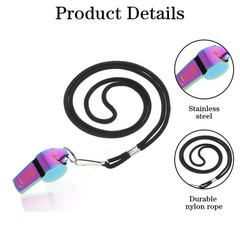 2 Pcs Coach Whistle with Lanyard, Stainless Steel Metal Teacher Whistle, Colo…