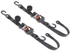 1.5in x 6.5ft Ergonomic Locking Ratchet Soft-Tye Straps with Heavy Black/Black