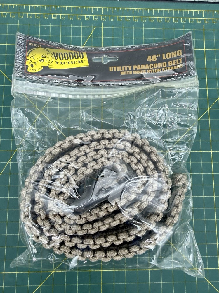 VOODOO TACTICAL 48” Survival Paracord Belt Sand / Tan fits Waist 40″-42” – NEW!