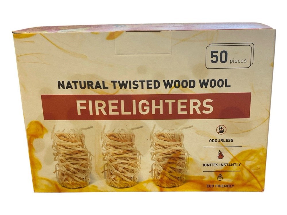 Yibes Wood Wool Firelighters Fire Starters Odorless Eco Friendly 50 Pack