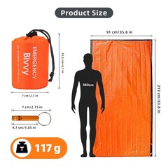 Emergency Sleeping Bag, Survival Sleeping Bag, Survival Bivy Bag First Aid Rescue…