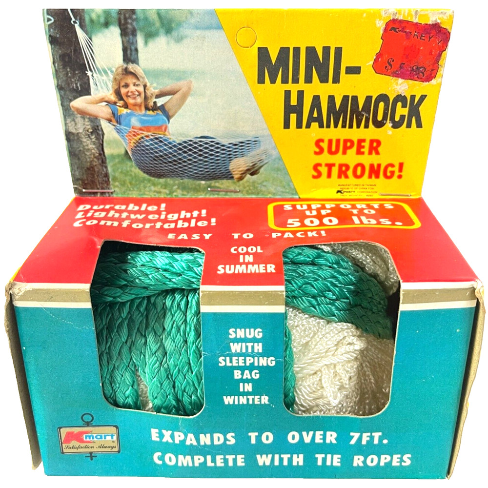 Mini Hammock Vintage Kmart Old Stock Box Super Strong 7Ft Snare Stretcher