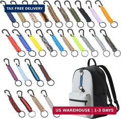 28Pcs Paracord Keychain with Carabiner Military Braided Keychain Clip with Strap