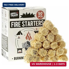 Fire Starters, 50 Count Natural Fire Starters for Grill and Charcoal, Fire Start