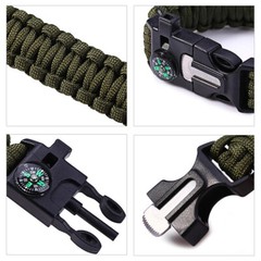Outdoor Survival Kit Adjustable Paracord Emergency Bracelet Compass Waterproof