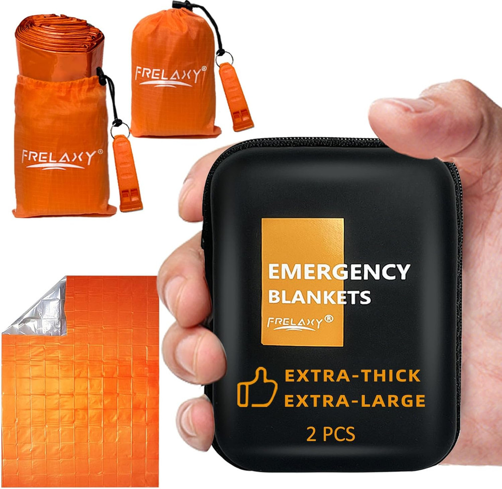 Emergency Blanket 2-Pack/4-Pack, Extra-Thick Extra-Large Space Blankets with Whi