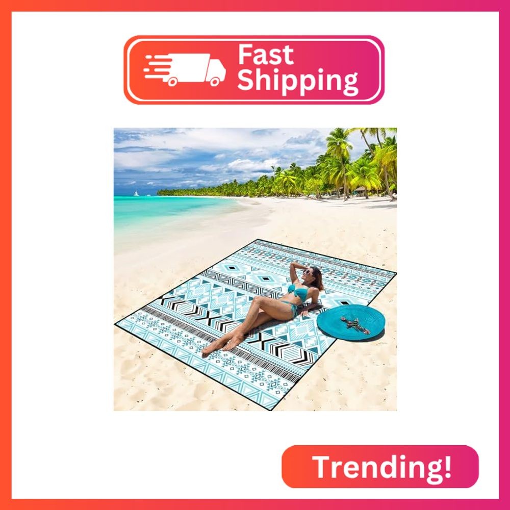 WIWIGO Beach Blanket Mat Waterproof Sandproof for 2-8 Adults Quick Drying