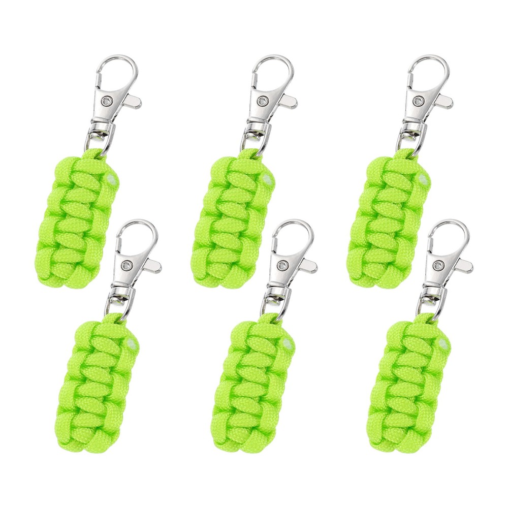 Paracord Zipper Pull, 80 mm Length for Backpack – Cylinder (6 Pack, Light Green)