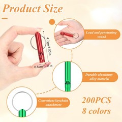 200 Pcs Emergency Whistles with Keychains, Aluminum Survival Whistle, Extra L…