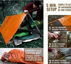 2 Person Emergency Shelter Survival Tent Kit Mylar Tube Sleeping bivy Bag Wat…