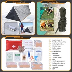 Survival Kit, 250Pcs Survival Tools Tactical Gear and Trauma Bag, Survival First