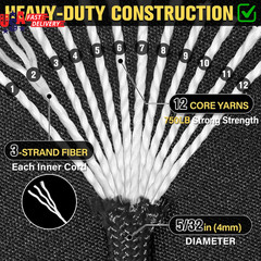 Paracord Rope 750 Lb – 1000Ft / 500Ft / 200Ft / 100Ft 5/32″ Parachute Cord 4MM 1