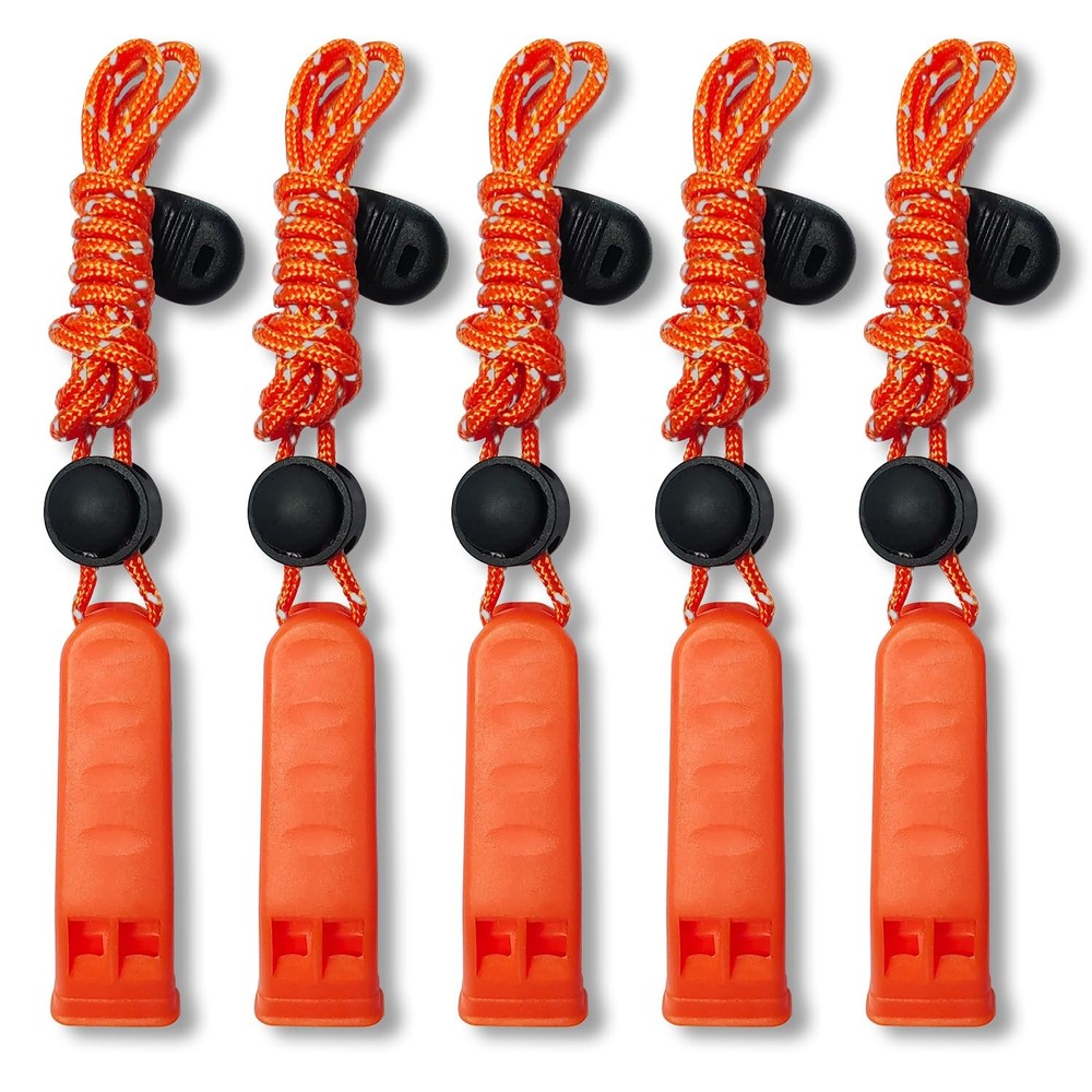 5 Pack 120db Emergency Whistle for Camping Hiking Hunting Boating Fishing
