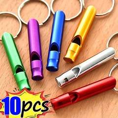 5/10pcs Multifunctional Aluminum Emergency Survival Whistle Keychain for Camping