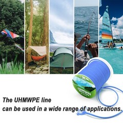 100% UHMWPE Braided Cord, 1.3mm Black 100ft 580lb Hollow Rope for Hammock, Ki…