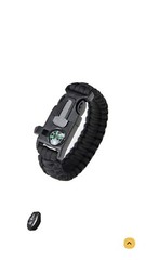 PARACORD SURVIVAL BRACELET, COMPASS, FLINT, FIRE STARTER, WHISTLE CAMPING GEAR