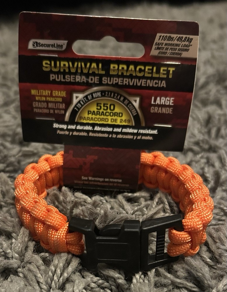 Orange 550 Paracord Bracelet Size Large Camping Survival Gear Military Grade