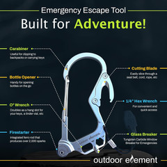 Fire Escape, Emergency Escape Tool, Seatbelt Cutter, Window Breaker, Multi Tool,