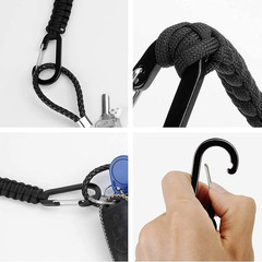 Paracord Keychain Carabiner Clip, D Ring Lanyard Hanger Stroller Hook for Water