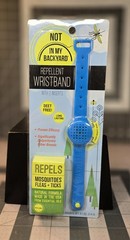 «Not in my Backyard» Green Repellent Blue Wristband w/2 Inserts NEW Repels Ticks