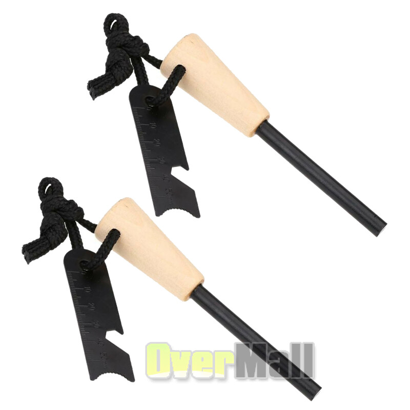 3“ x 1/4 Drilled Ferrocerium Ferro Rod Steel Flint Fire Starter Lanyard Striker