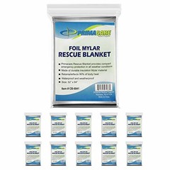 Primacare HB-10 10-Pack Emergency Mylar Blankets 84″ x 52″ Silver Waterproof