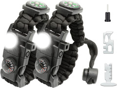 20 in 1 Survival Paracord Bracelet Adjustable Gear Kit with SOS LED Light, Fire