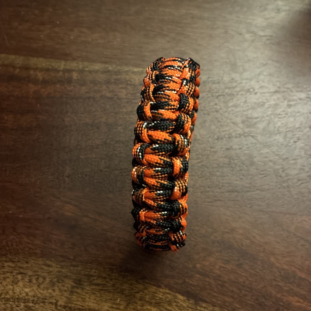Large Paracord Bracelet 9 1/2 Inches Halloween Orange And Black