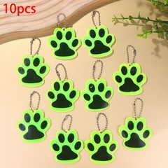 10Pcs Paw Reflective Keychain Night Safety Double-sided Reflective Bag Pendant