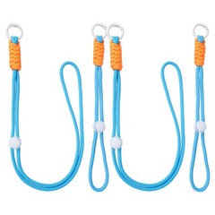2Set Heavy Duty Paracord Keychain Lanyard for Keys , Light Blue/White/Orange