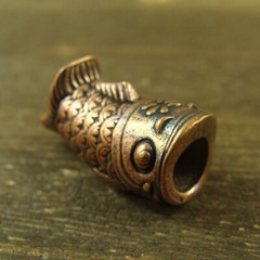 Red Copper “Fish” knife Lanyard Bead Paracord beads crafted for EDC gear XLH046